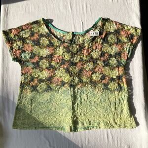 Mossimo Supply Co. Women Short Sleeve Sexy See-through Lace Blouse size S, Green